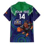 Custom NRL Warriors NAIDOC Week Family Matching Puletasi and Hawaiian Shirt Keep The Fire Burning Indigenous Art