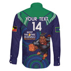 Custom NRL Warriors NAIDOC Week Family Matching Short Sleeve Bodycon Dress and Hawaiian Shirt Keep The Fire Burning Indigenous Art