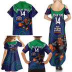 Custom NRL Warriors NAIDOC Week Family Matching Summer Maxi Dress and Hawaiian Shirt Keep The Fire Burning Indigenous Art