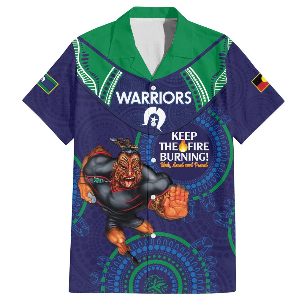 Custom NRL Warriors NAIDOC Week Family Matching Summer Maxi Dress and Hawaiian Shirt Keep The Fire Burning Indigenous Art