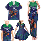 Custom NRL Warriors NAIDOC Week Family Matching Tank Maxi Dress and Hawaiian Shirt Keep The Fire Burning Indigenous Art