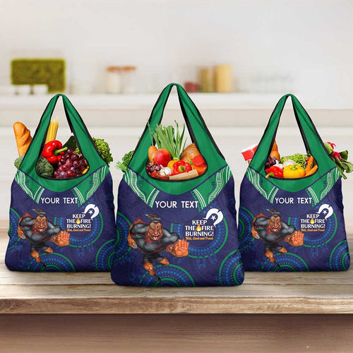 Custom NRL Warriors NAIDOC Week Grocery Bag Keep The Fire Burning Indigenous Art