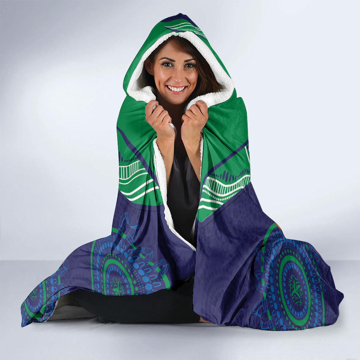 Custom NRL Warriors NAIDOC Week Hooded Blanket Keep The Fire Burning Indigenous Art