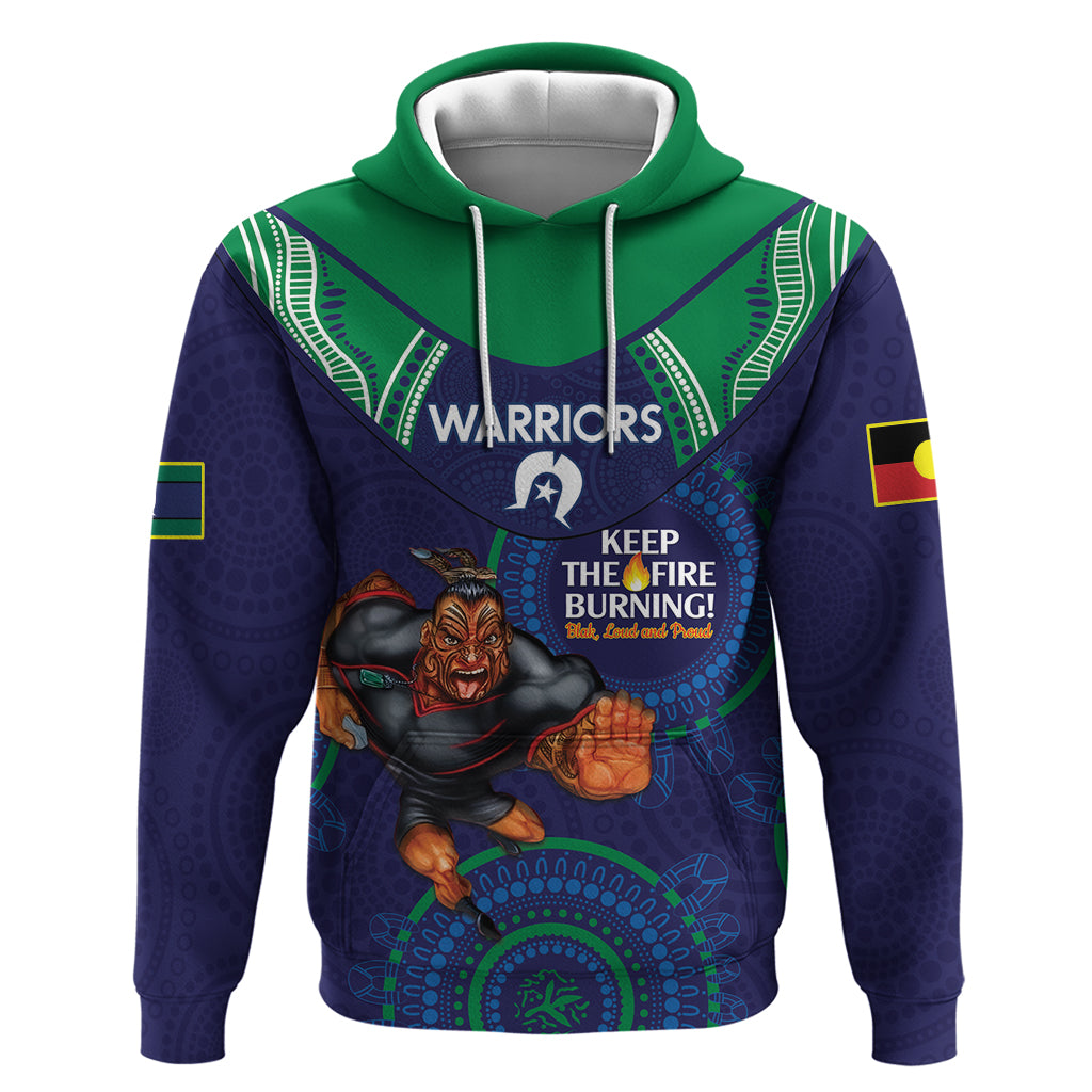 Custom NRL Warriors NAIDOC Week Hoodie Keep The Fire Burning Indigenous Art