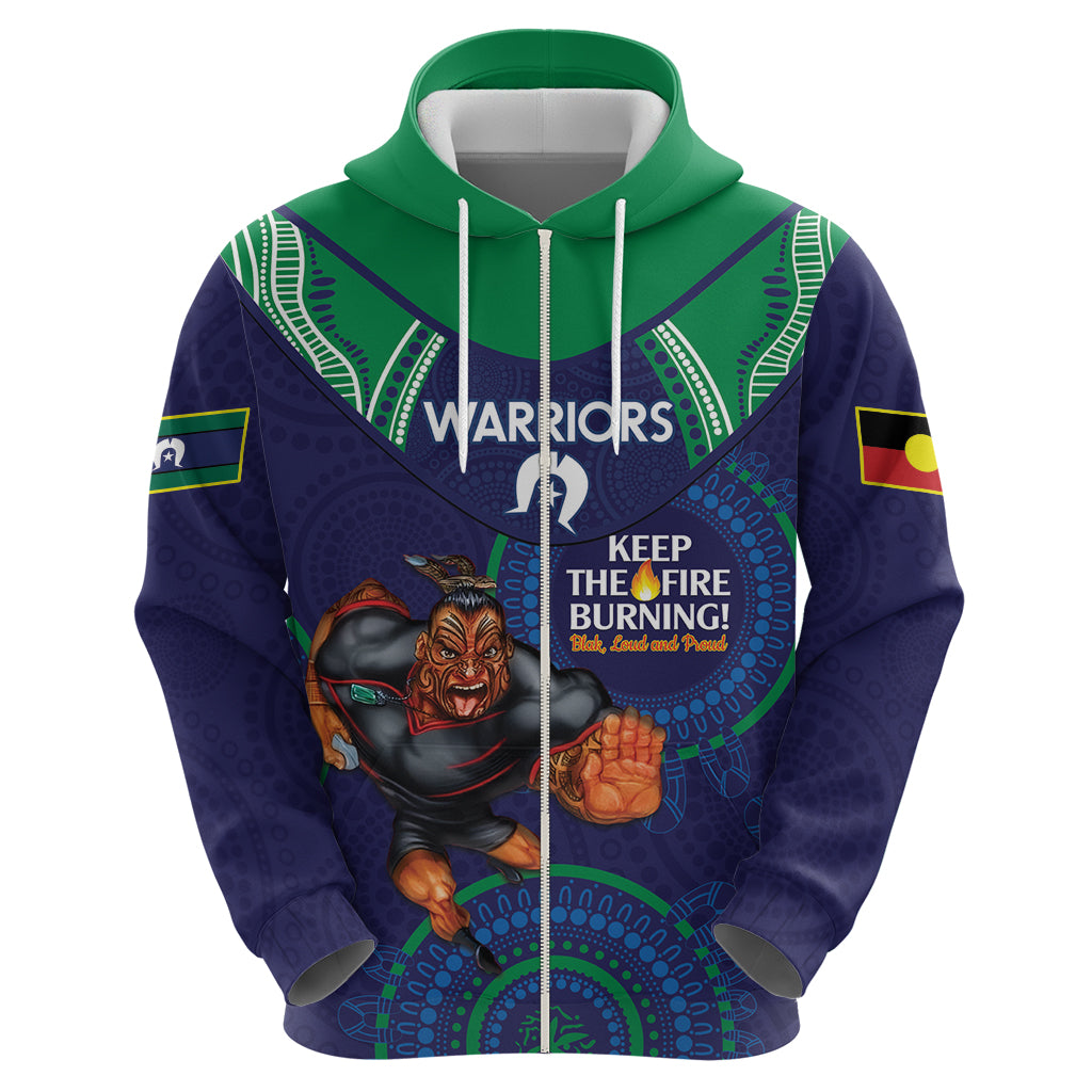 Custom NRL Warriors NAIDOC Week Hoodie Keep The Fire Burning Indigenous Art