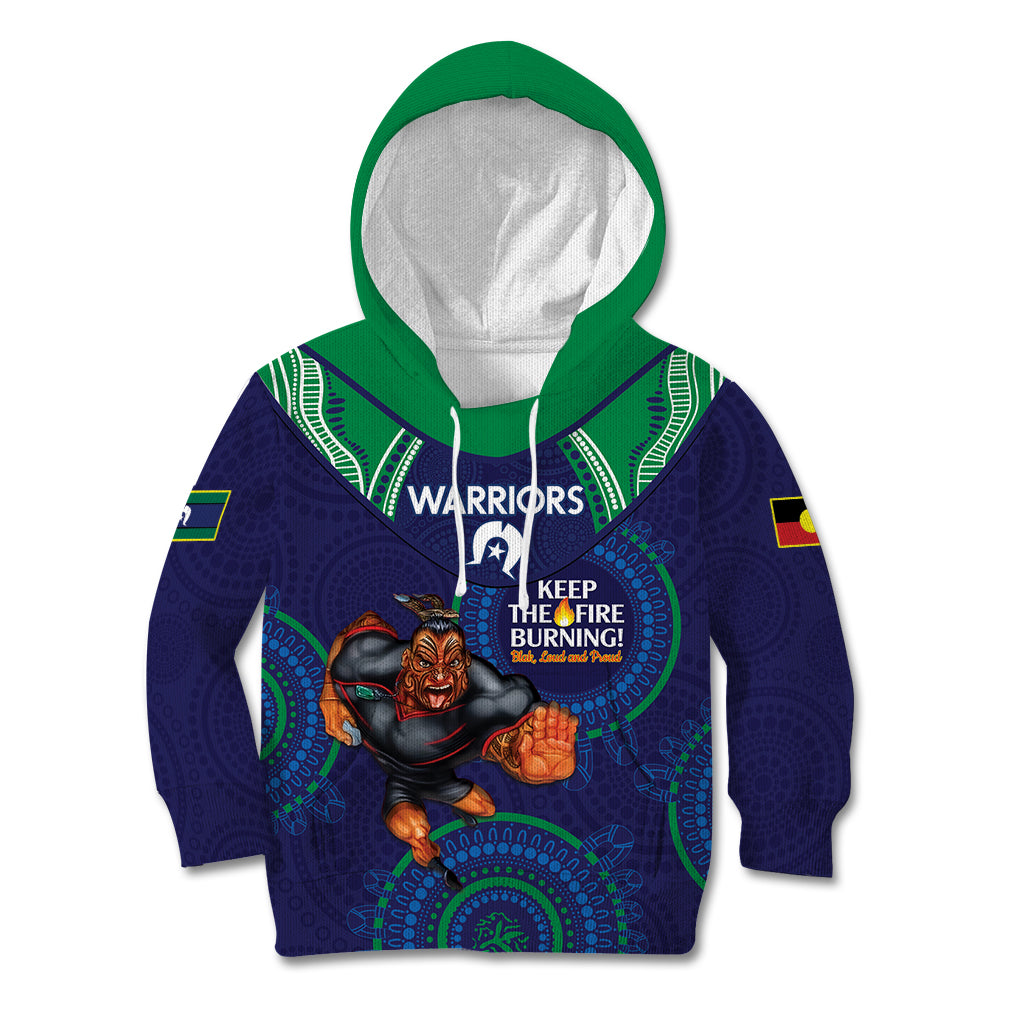 Custom NRL Warriors NAIDOC Week Kid Hoodie Keep The Fire Burning Indigenous Art