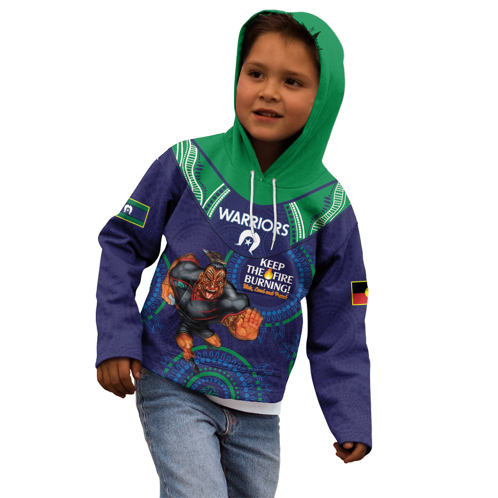 Custom NRL Warriors NAIDOC Week Kid Hoodie Keep The Fire Burning Indigenous Art