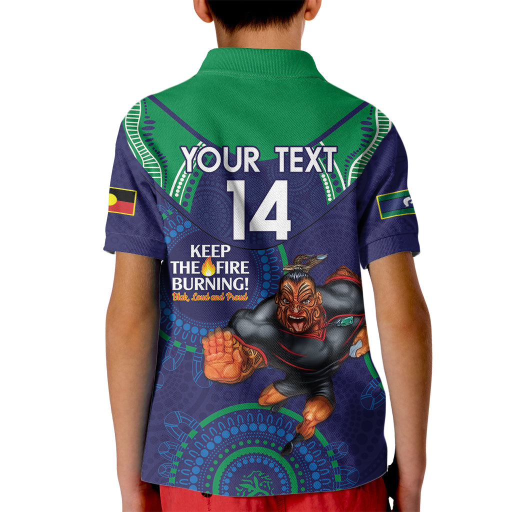 Custom NRL Warriors NAIDOC Week Kid Polo Shirt Keep The Fire Burning Indigenous Art