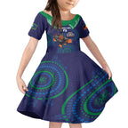 Custom NRL Warriors NAIDOC Week Kid Short Sleeve Dress Keep The Fire Burning Indigenous Art
