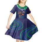 Custom NRL Warriors NAIDOC Week Kid Short Sleeve Dress Keep The Fire Burning Indigenous Art
