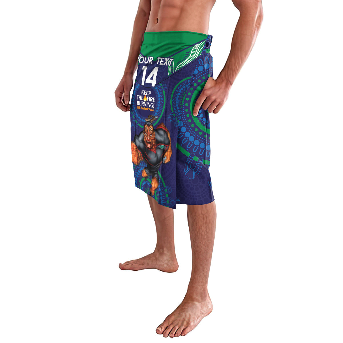 Custom NRL Warriors NAIDOC Week Lavalava Keep The Fire Burning Indigenous Art