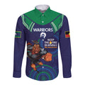 Custom NRL Warriors NAIDOC Week Long Sleeve Button Shirt Keep The Fire Burning Indigenous Art