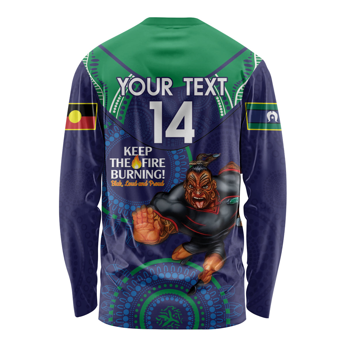 Custom NRL Warriors NAIDOC Week Long Sleeve Shirt Keep The Fire Burning Indigenous Art