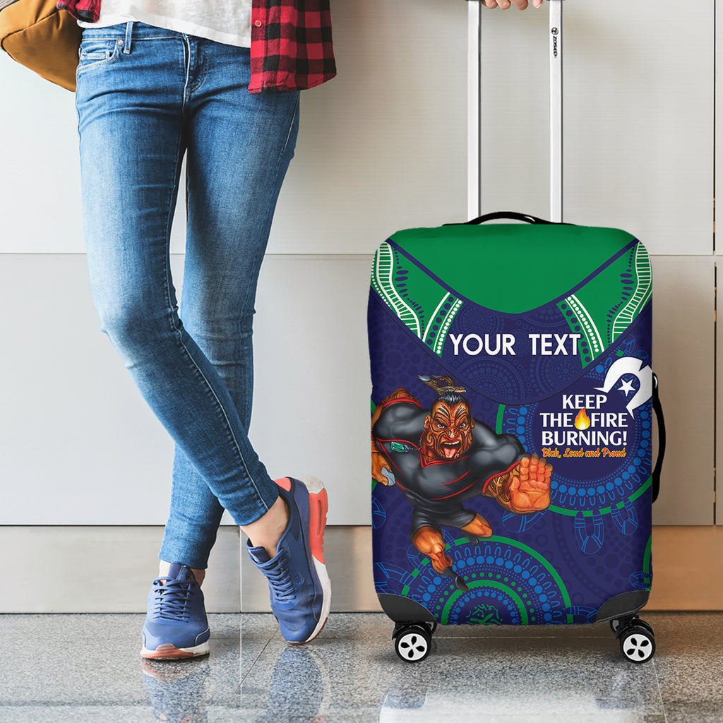 Custom NRL Warriors NAIDOC Week Luggage Cover Keep The Fire Burning Indigenous Art