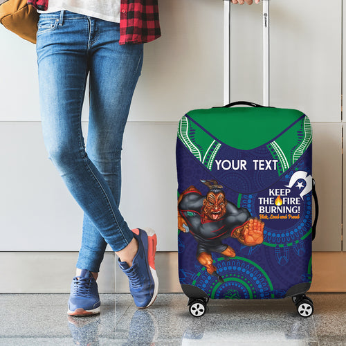 Custom NRL Warriors NAIDOC Week Luggage Cover Keep The Fire Burning Indigenous Art