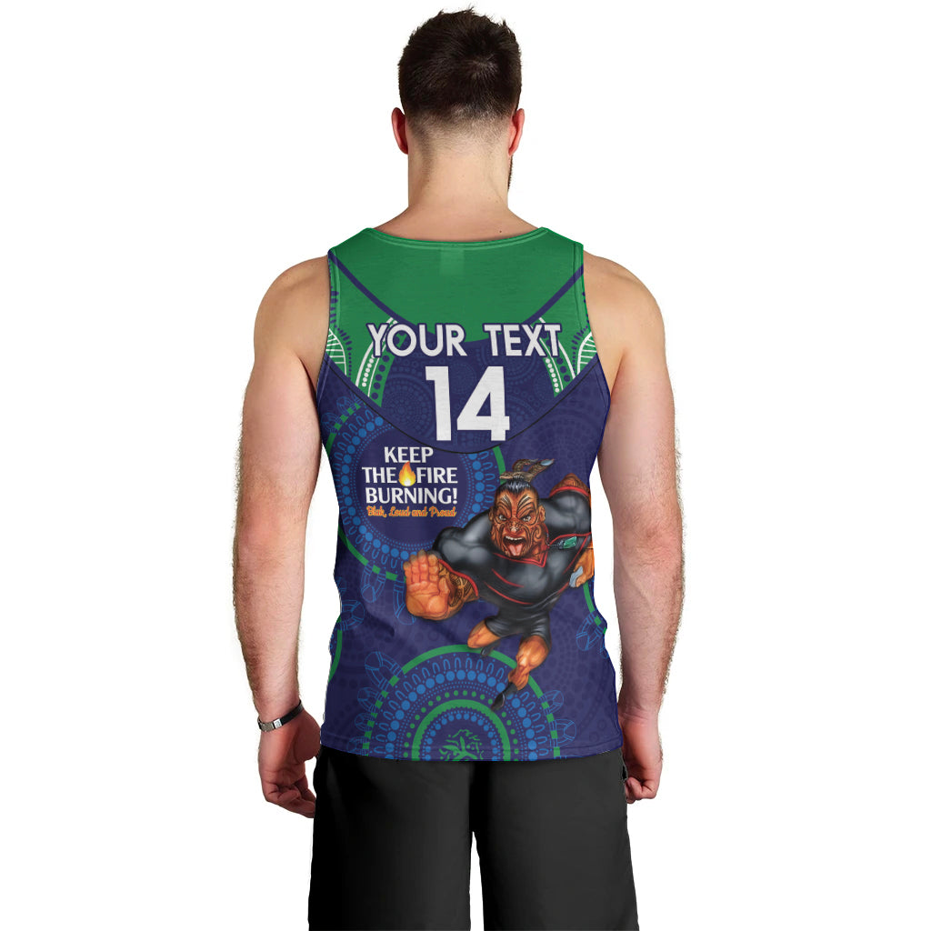Custom NRL Warriors NAIDOC Week Men Tank Top Keep The Fire Burning Indigenous Art