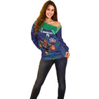 Custom NRL Warriors NAIDOC Week Off Shoulder Sweater Keep The Fire Burning Indigenous Art