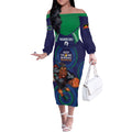 Custom NRL Warriors NAIDOC Week Off The Shoulder Long Sleeve Dress Keep The Fire Burning Indigenous Art