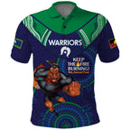 Custom NRL Warriors NAIDOC Week Polo Shirt Keep The Fire Burning Indigenous Art
