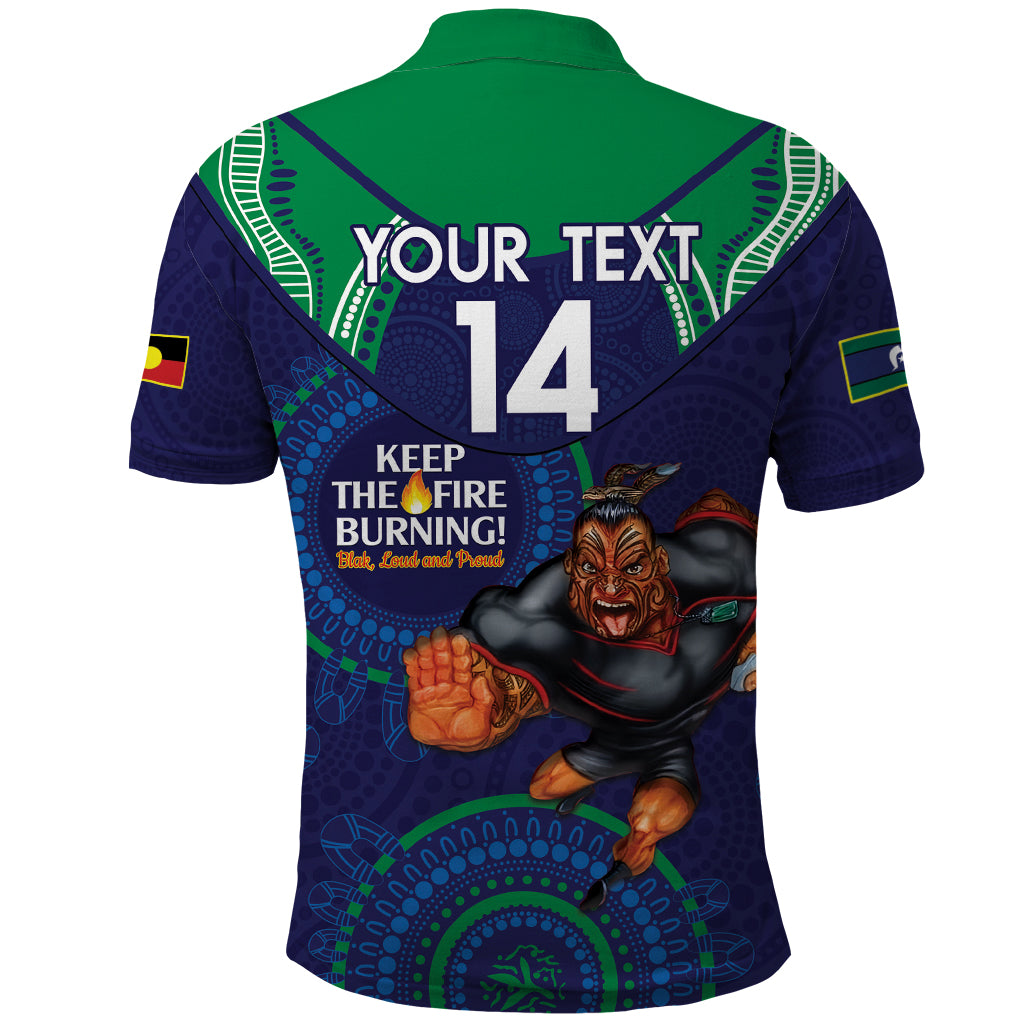 Custom NRL Warriors NAIDOC Week Polo Shirt Keep The Fire Burning Indigenous Art