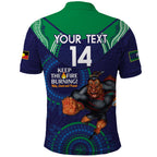 Custom NRL Warriors NAIDOC Week Polo Shirt Keep The Fire Burning Indigenous Art