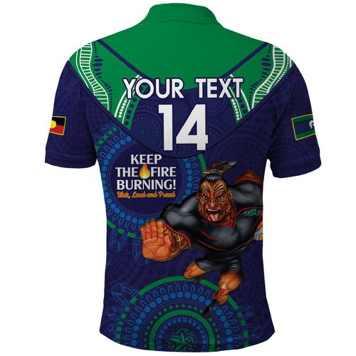 Custom NRL Warriors NAIDOC Week Polo Shirt Keep The Fire Burning Indigenous Art