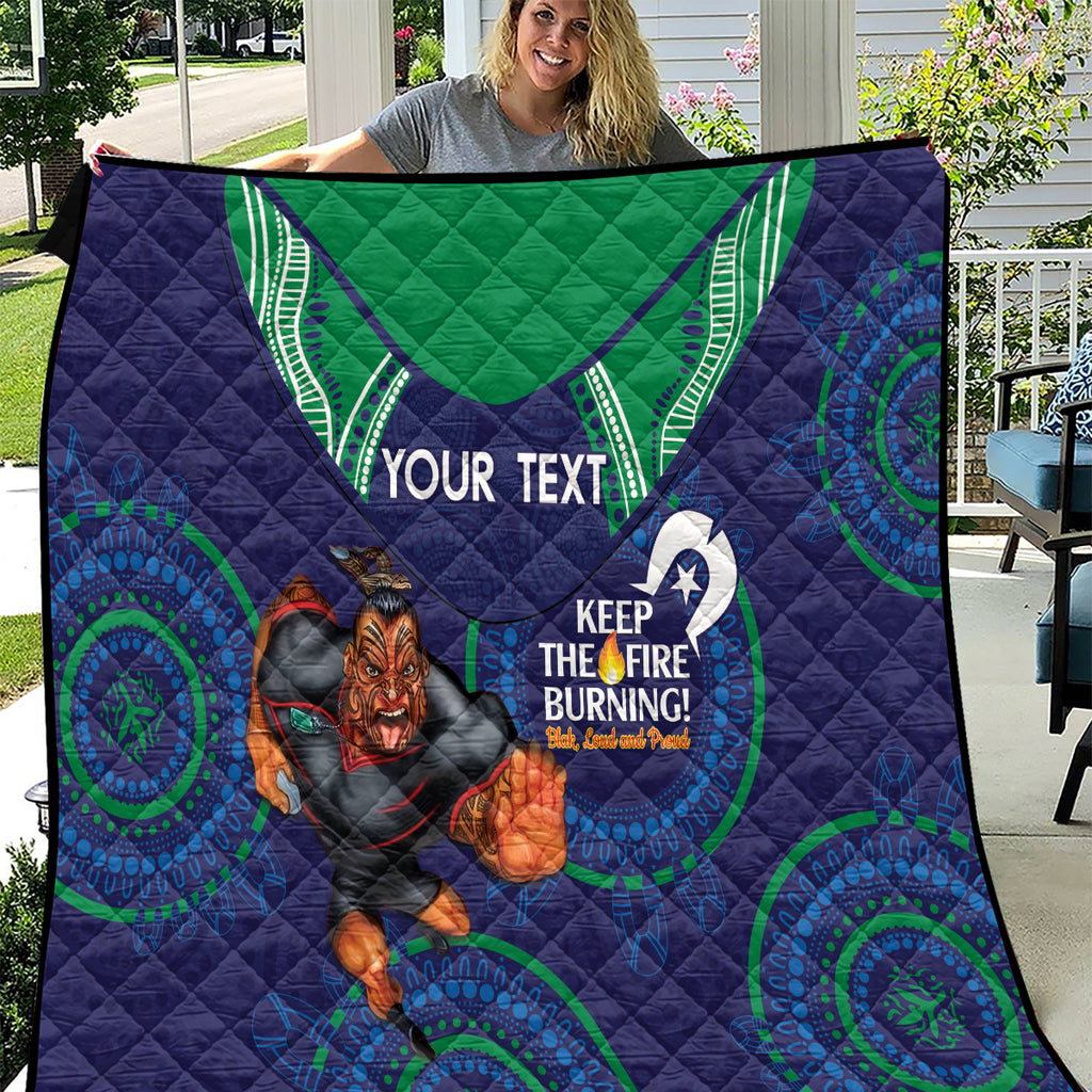 Custom NRL Warriors NAIDOC Week Quilt Keep The Fire Burning Indigenous Art