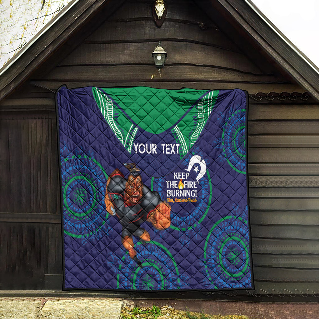 Custom NRL Warriors NAIDOC Week Quilt Keep The Fire Burning Indigenous Art