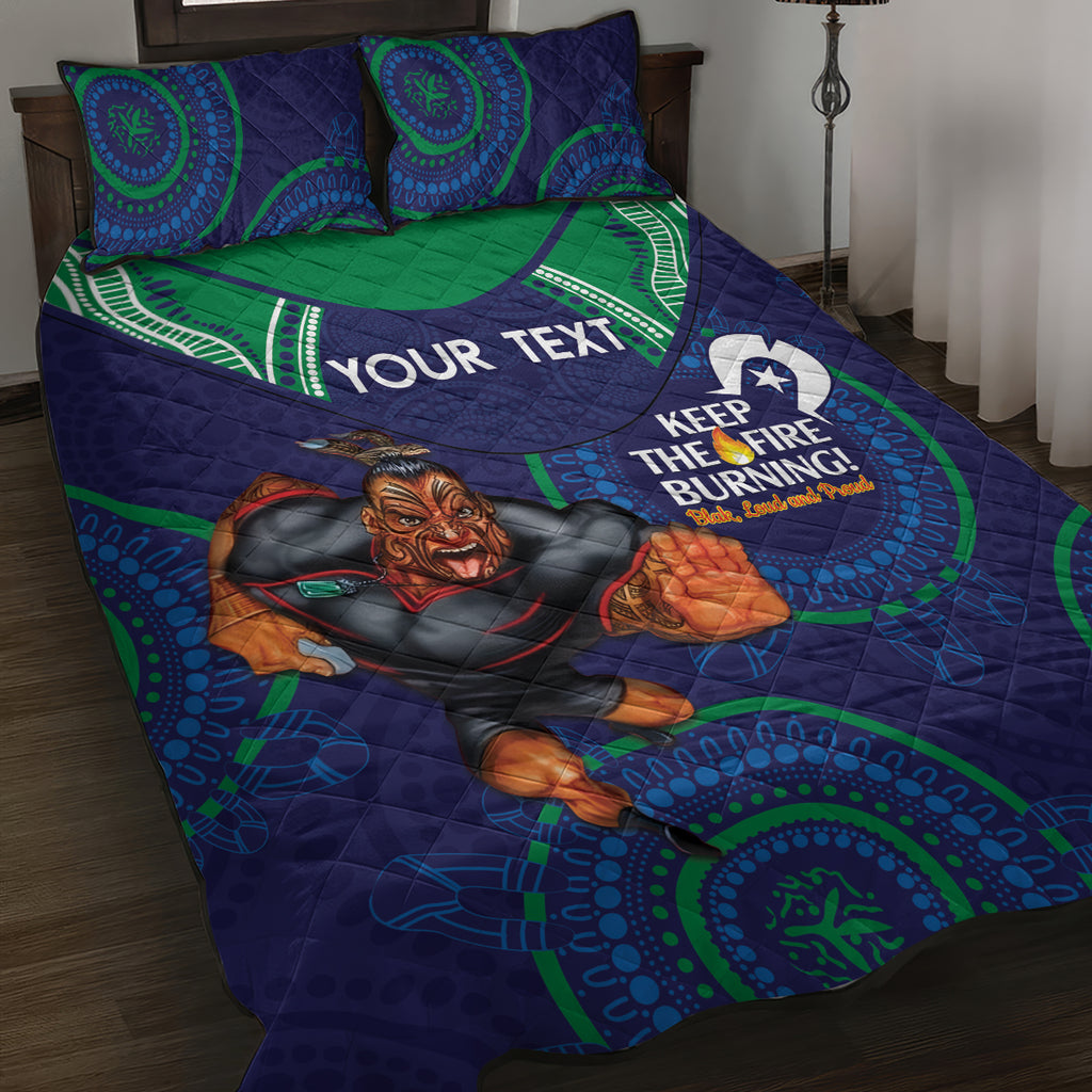 Custom NRL Warriors NAIDOC Week Quilt Bed Set Keep The Fire Burning Indigenous Art