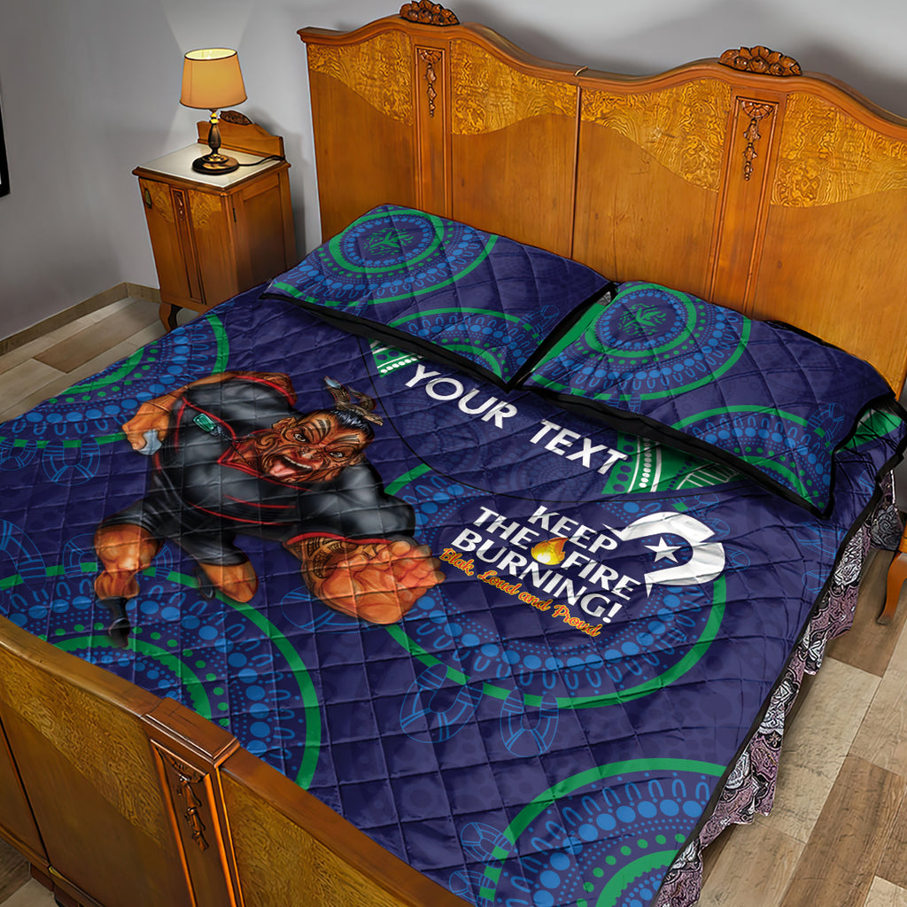 Custom NRL Warriors NAIDOC Week Quilt Bed Set Keep The Fire Burning Indigenous Art