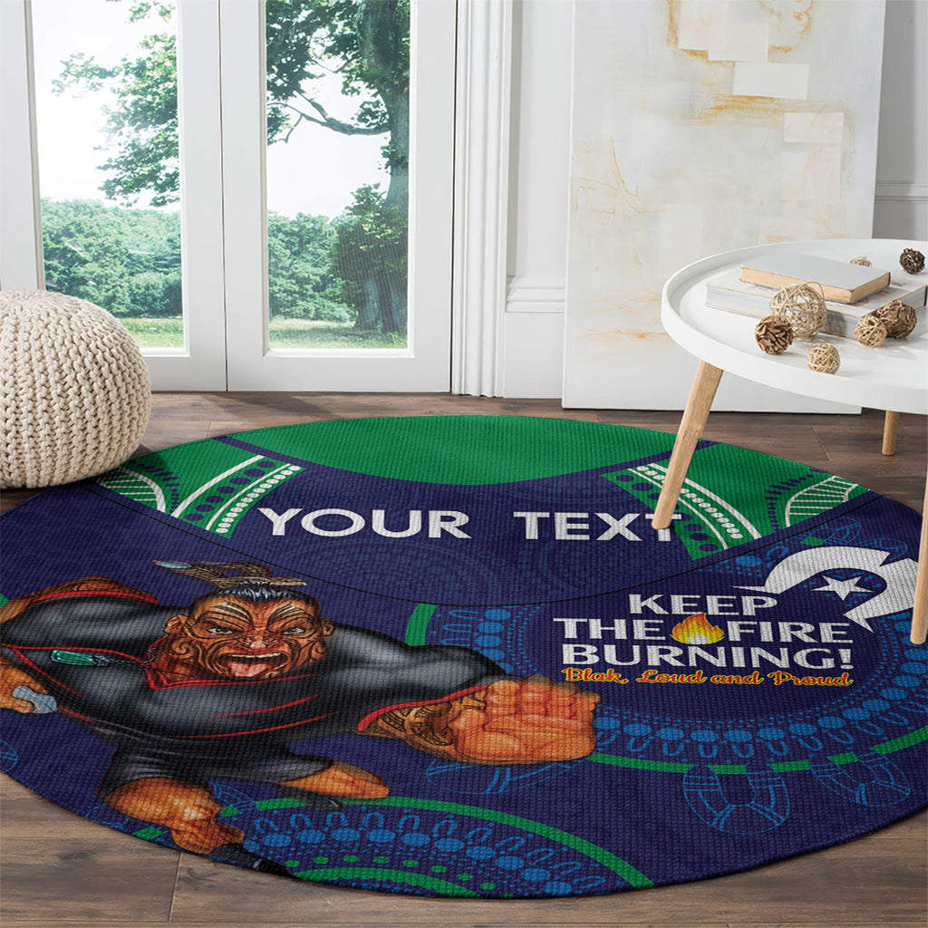 Custom NRL Warriors NAIDOC Week Round Carpet Keep The Fire Burning Indigenous Art