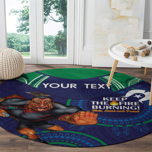 Custom NRL Warriors NAIDOC Week Round Carpet Keep The Fire Burning Indigenous Art