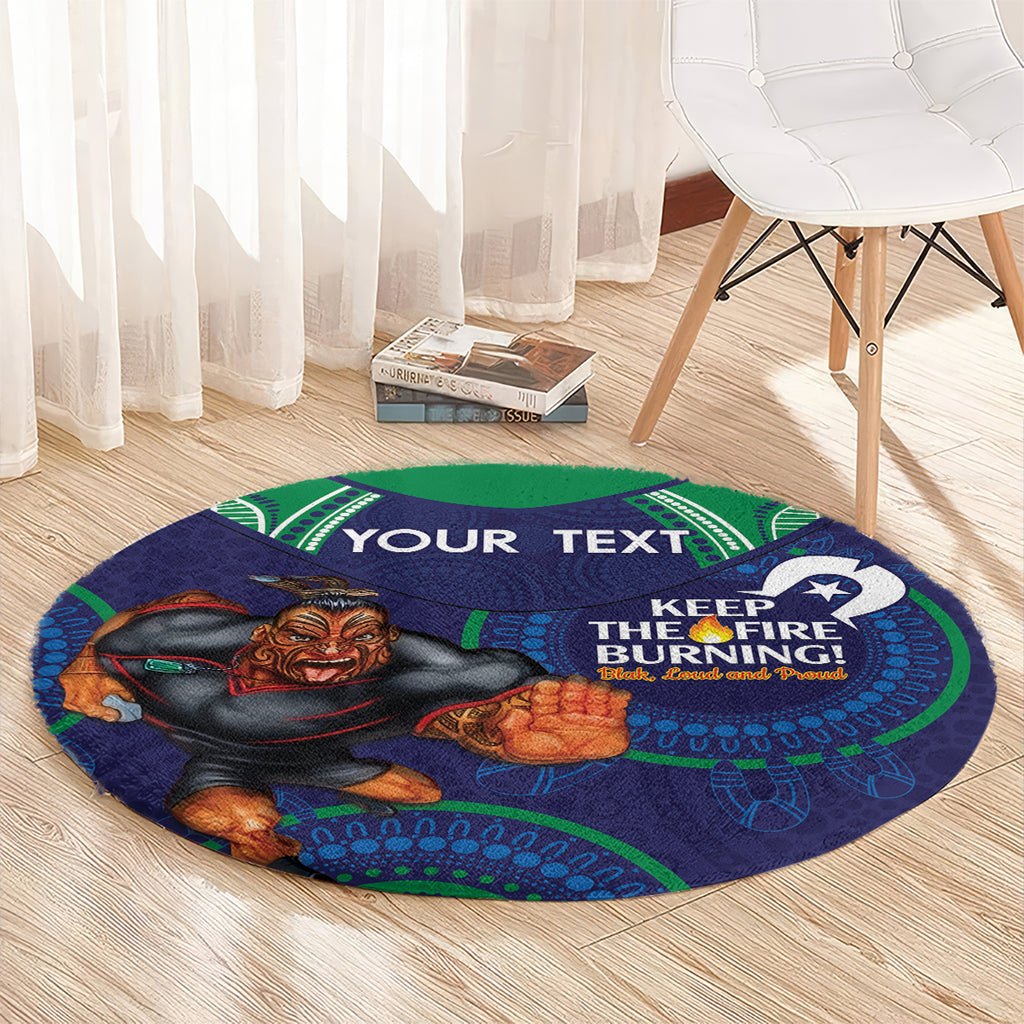 Custom NRL Warriors NAIDOC Week Round Carpet Keep The Fire Burning Indigenous Art