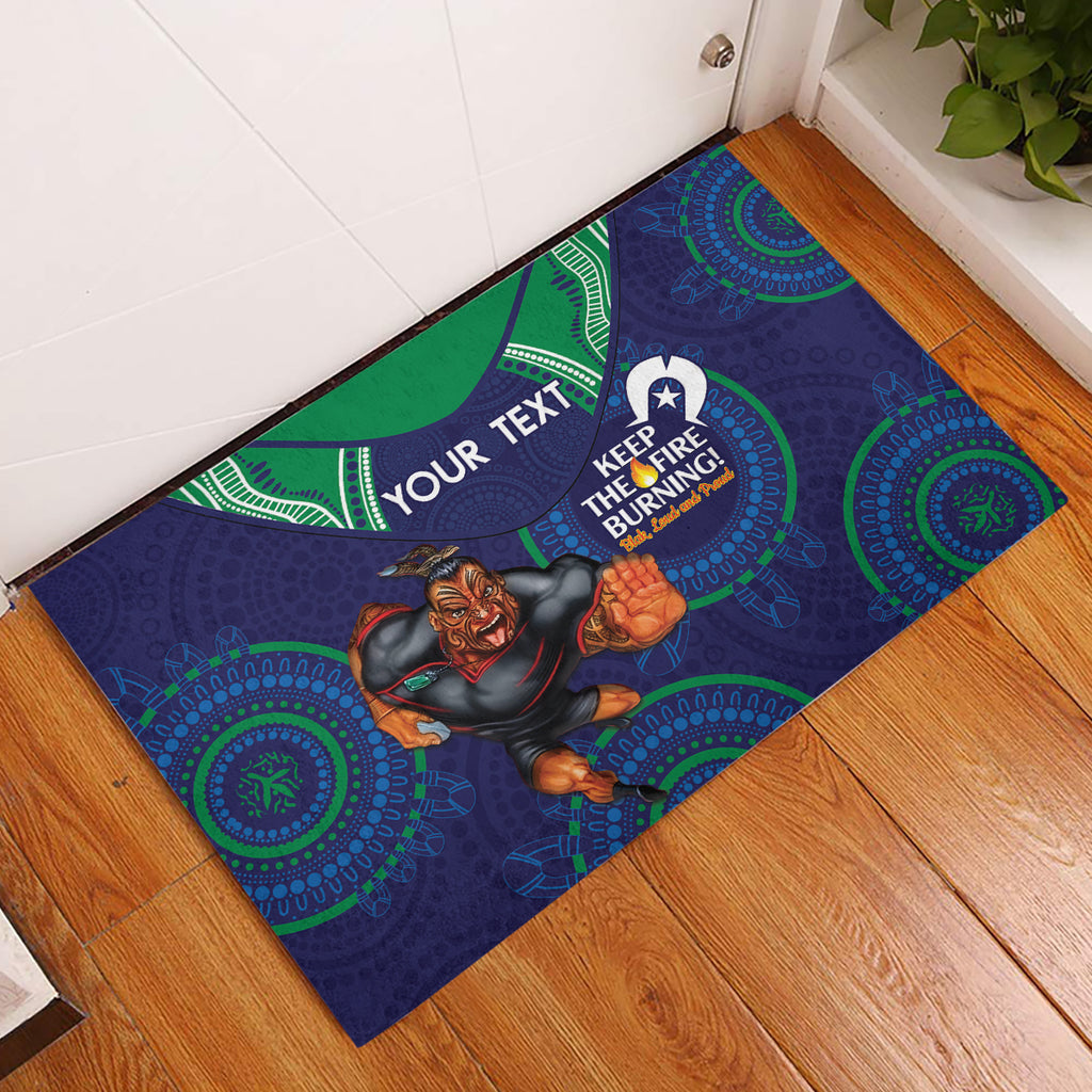 Custom NRL Warriors NAIDOC Week Rubber Doormat Keep The Fire Burning Indigenous Art