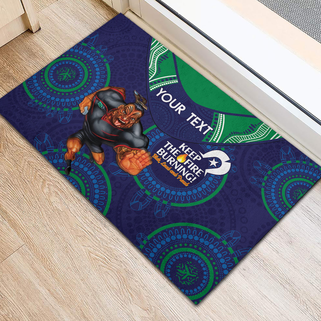 Custom NRL Warriors NAIDOC Week Rubber Doormat Keep The Fire Burning Indigenous Art
