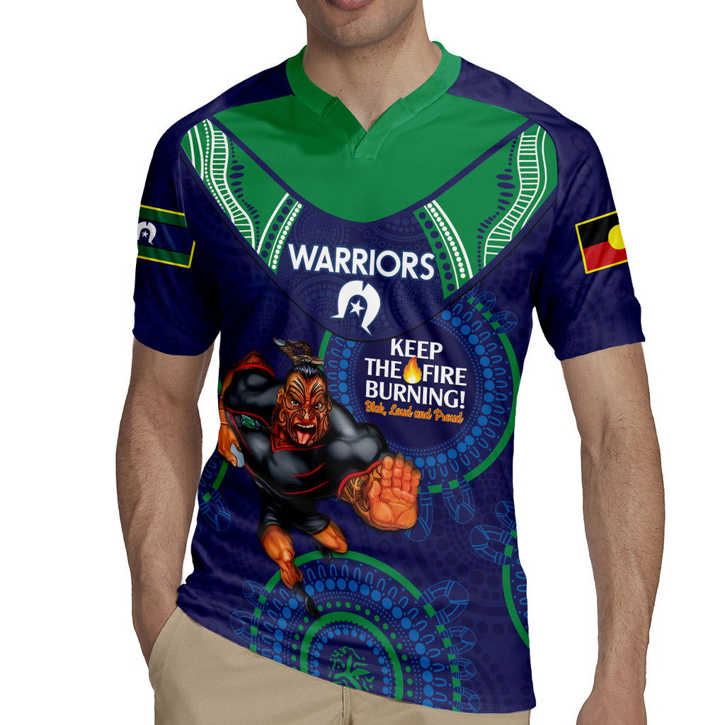 Custom NRL Warriors NAIDOC Week Rugby Jersey Keep The Fire Burning Indigenous Art