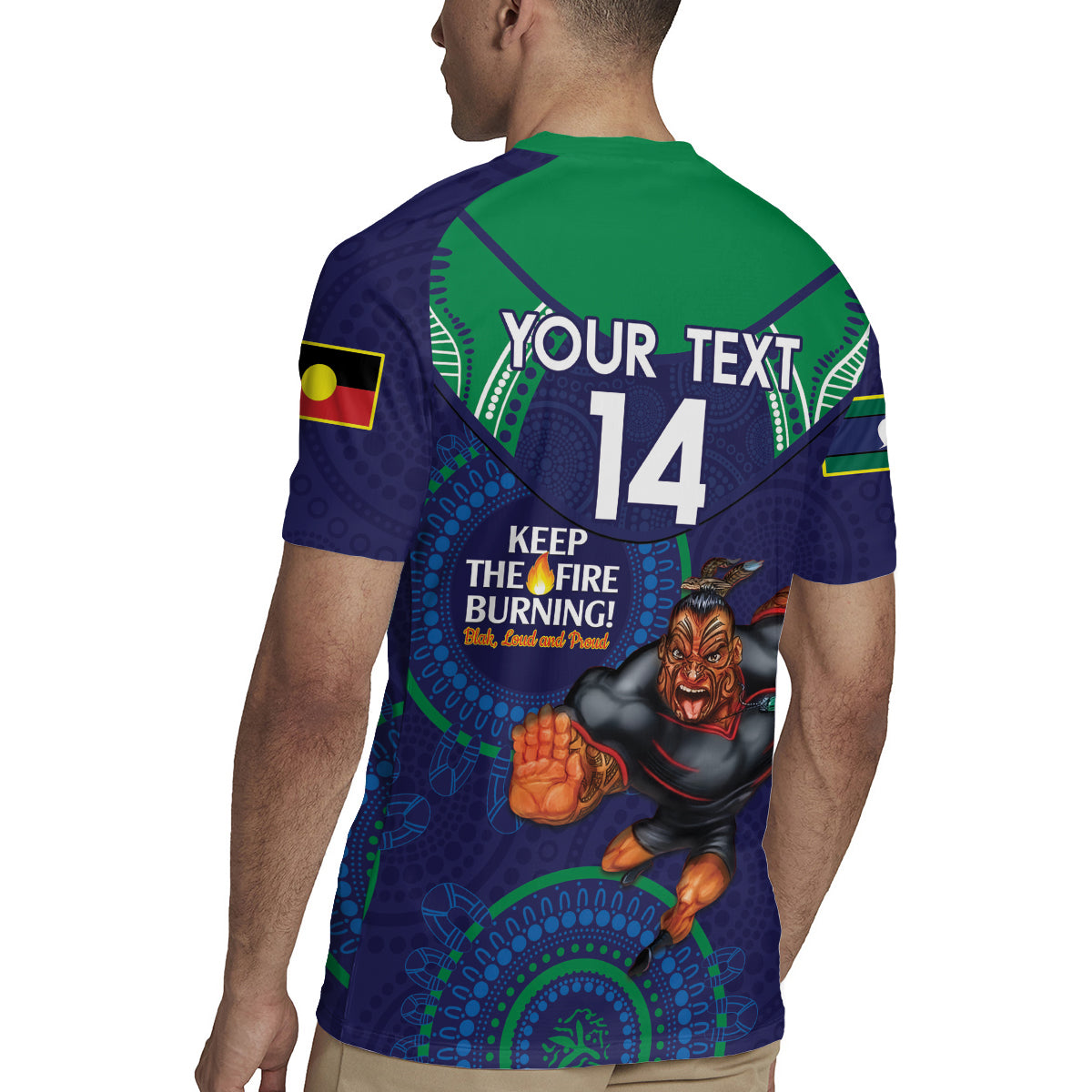 Custom NRL Warriors NAIDOC Week Rugby Jersey Keep The Fire Burning Indigenous Art