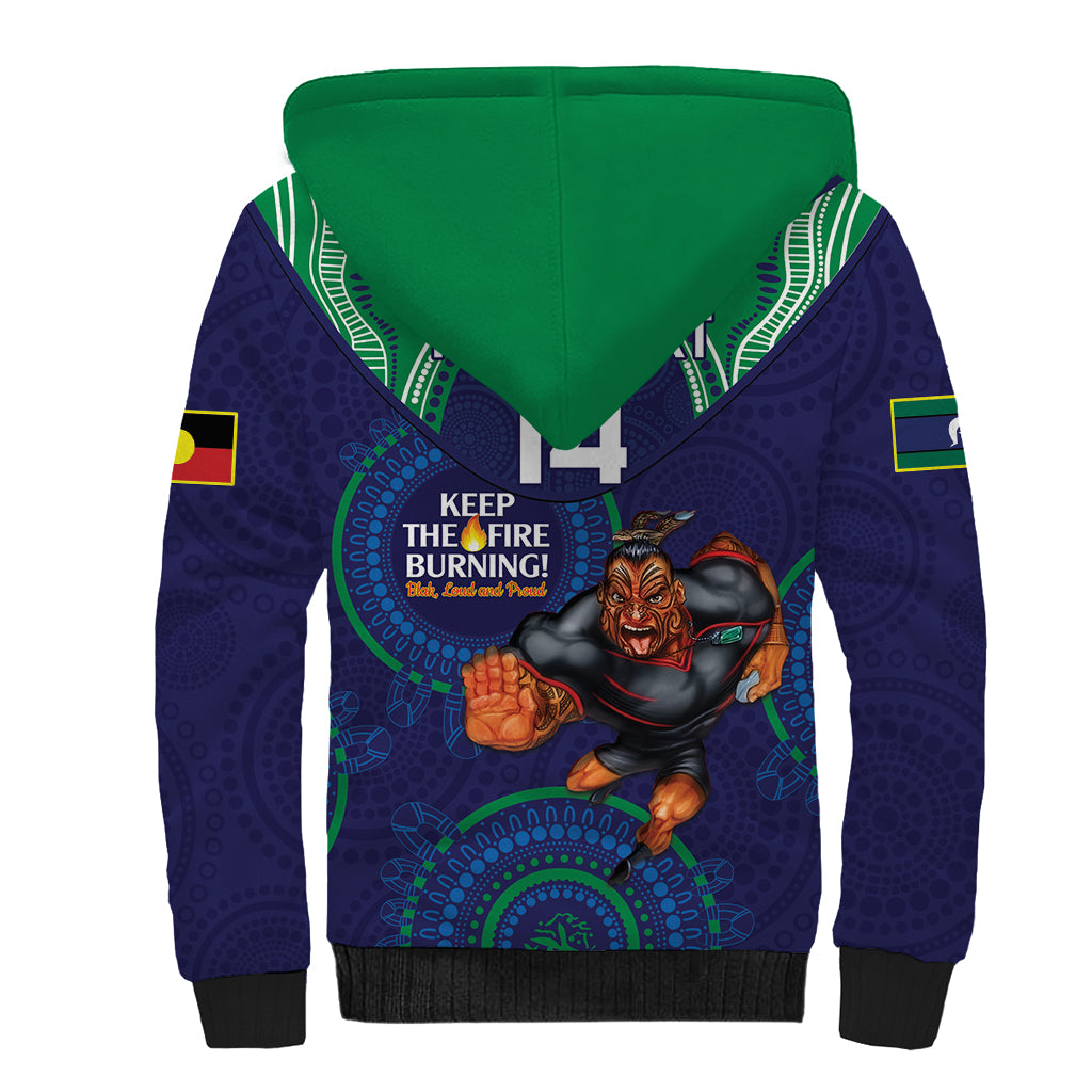 Custom NRL Warriors NAIDOC Week Sherpa Hoodie Keep The Fire Burning Indigenous Art