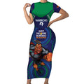 Custom NRL Warriors NAIDOC Week Short Sleeve Bodycon Dress Keep The Fire Burning Indigenous Art