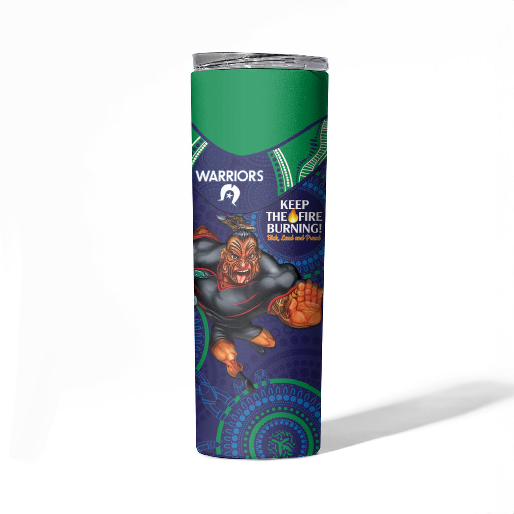 NRL Warriors NAIDOC Week Skinny Tumbler Keep The Fire Burning Indigenous Art