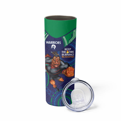 NRL Warriors NAIDOC Week Skinny Tumbler Keep The Fire Burning Indigenous Art