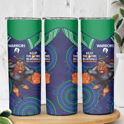 NRL Warriors NAIDOC Week Skinny Tumbler Keep The Fire Burning Indigenous Art