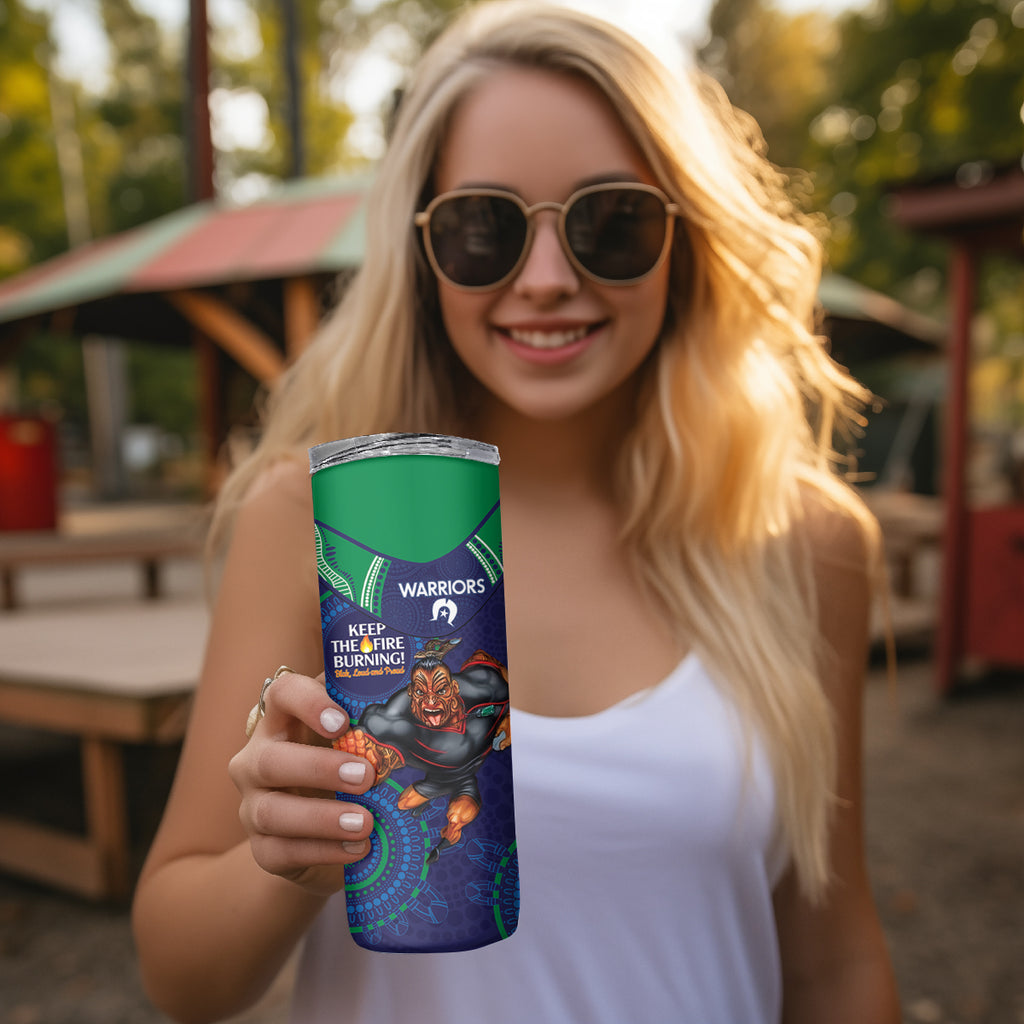 NRL Warriors NAIDOC Week Skinny Tumbler Keep The Fire Burning Indigenous Art