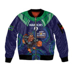 Custom NRL Warriors NAIDOC Week Sleeve Zip Bomber Jacket Keep The Fire Burning Indigenous Art