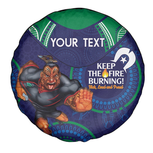 Custom NRL Warriors NAIDOC Week Spare Tire Cover Keep The Fire Burning Indigenous Art