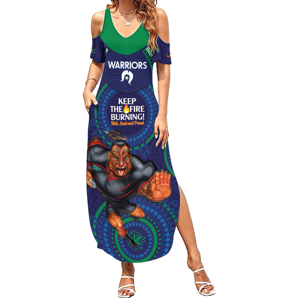 Custom NRL Warriors NAIDOC Week Summer Maxi Dress Keep The Fire Burning Indigenous Art