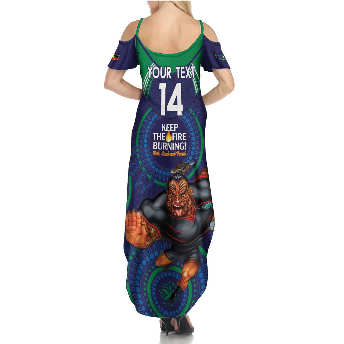 Custom NRL Warriors NAIDOC Week Summer Maxi Dress Keep The Fire Burning Indigenous Art