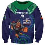 Custom NRL Warriors NAIDOC Week Sweatshirt Keep The Fire Burning Indigenous Art