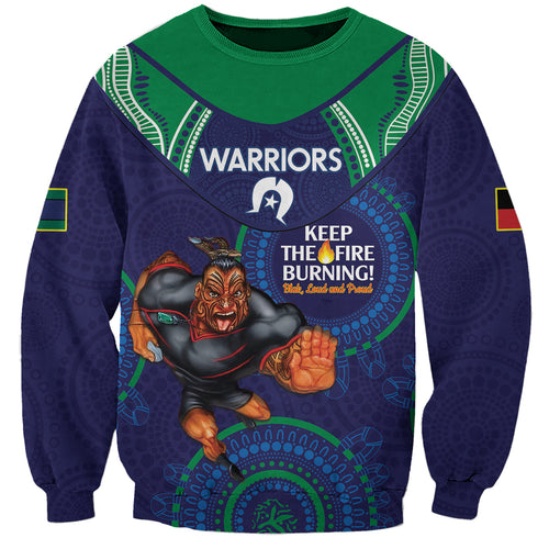 Custom NRL Warriors NAIDOC Week Sweatshirt Keep The Fire Burning Indigenous Art