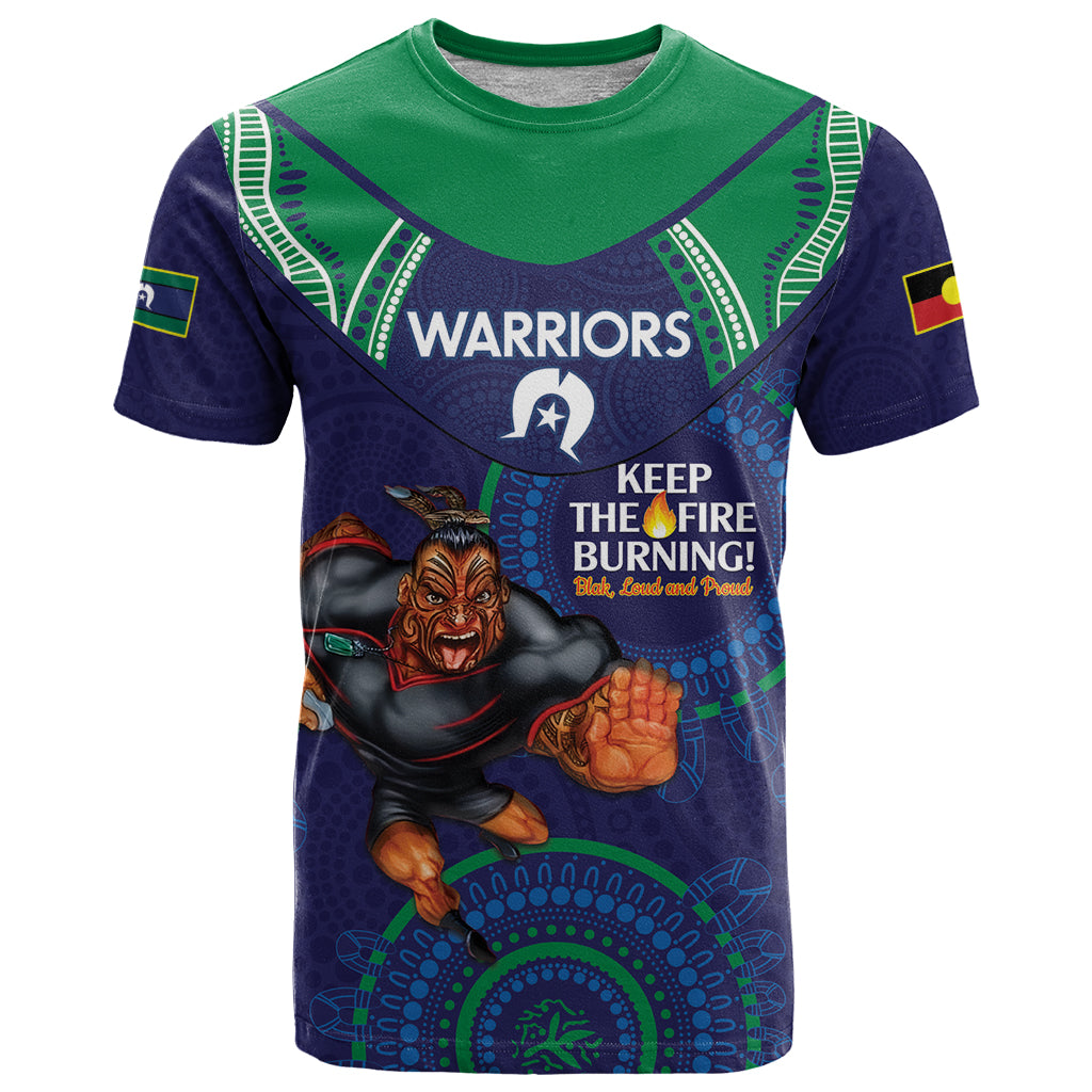 Custom NRL Warriors NAIDOC Week T Shirt Keep The Fire Burning Indigenous Art